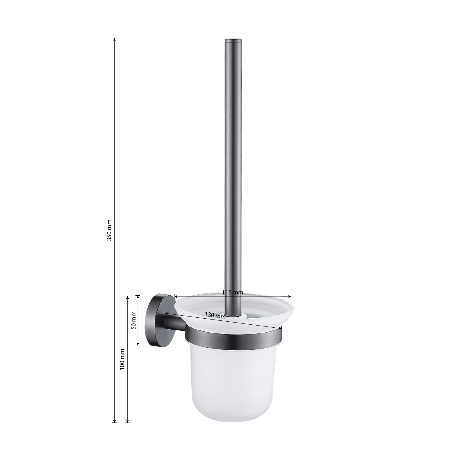 GFmark - Ёрш для унитаза стеклянный с креплением к стене, ГРАФИТ, код: 78162  - Вид №2