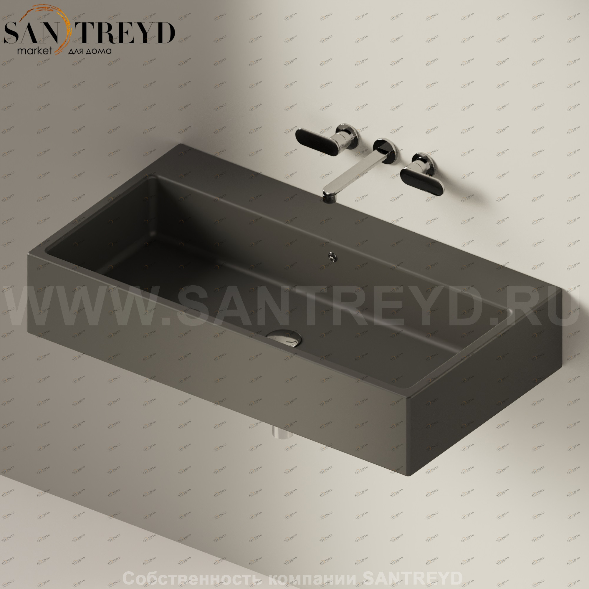 5051.7006 Подвесная раковина настенная прямоугольная Ceramica Flaminia Acquagrande черная