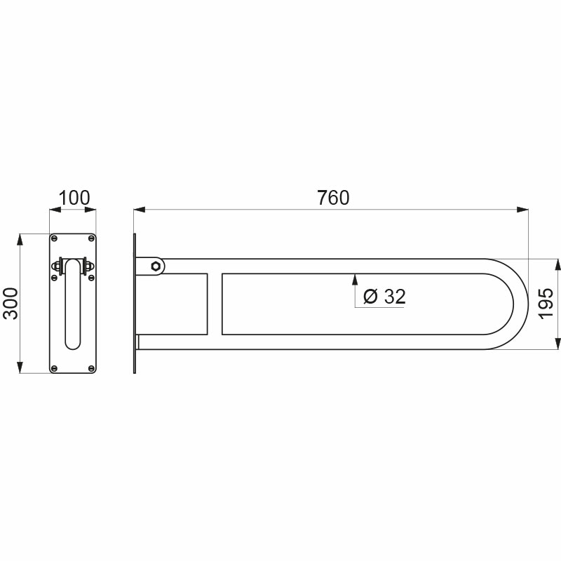 511516W Белая откидная опорная ручка Basic , д. 760 мм DELABIE  - Вид №1