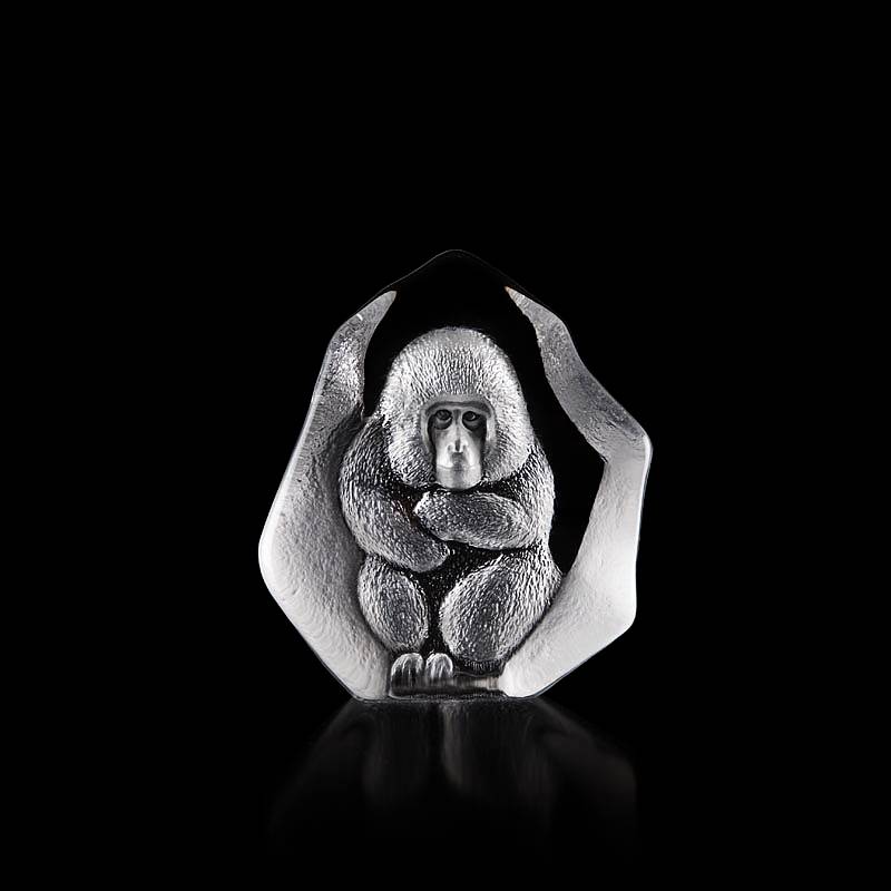 34188 Скульптура из прозрачного хрусталя «Макака», 90/95 мм. Maleras 