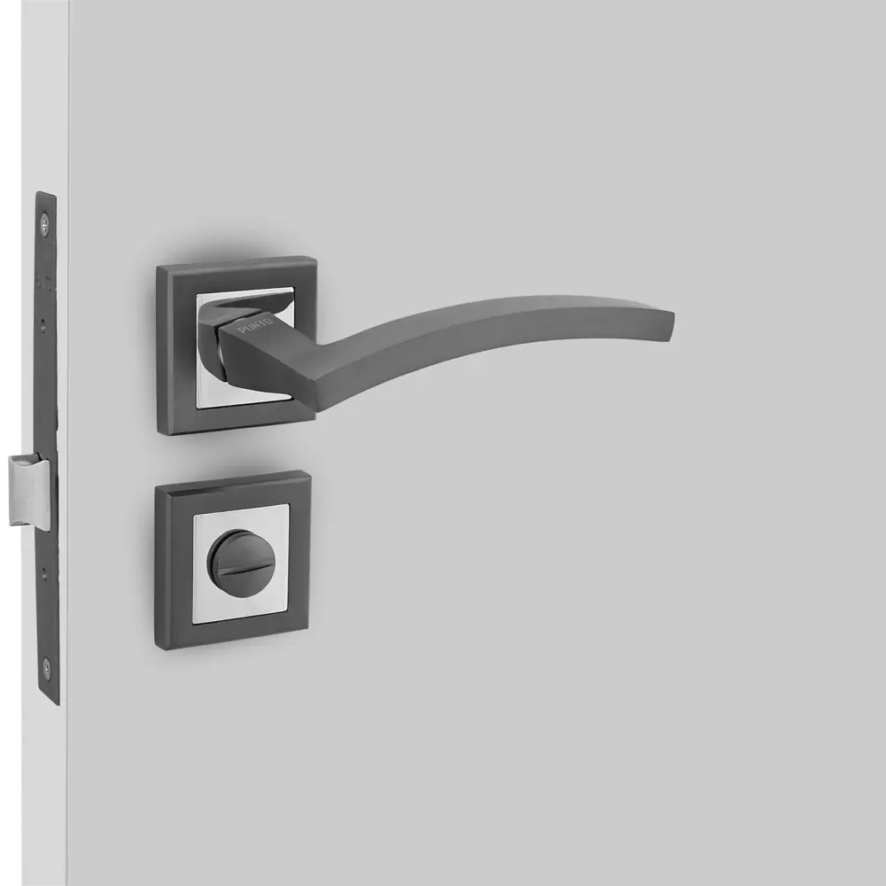 Дверные ручки Punto Navy с запиранием комплект цвет графит/хром STLM-2158447 - Вид №5