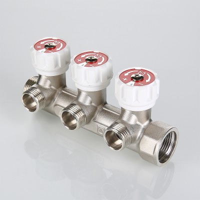 VTc.570.N.0502 Коллектор c регулирующими вентилями Valtec 3/4", 2 х 1/2"  - Вид №1