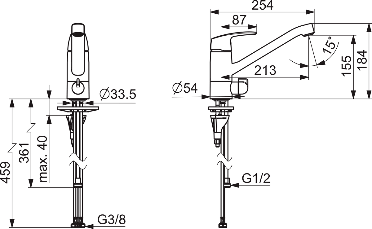 Oras 1035FS Смеситель для кухни с клапаном 1035FS Safira Хром  - Вид №1