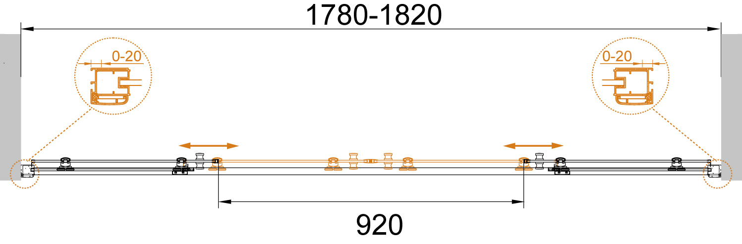 Душевая дверь в нишу CEZARES ANIMA-W-BF-2-180-C-Cr - Вид №3