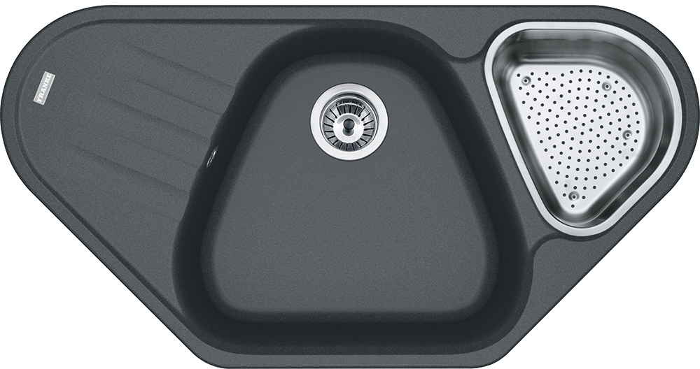 114.0489.399 Better, серия antea, fragranite, угловая мойка azg 661-e, цвет графит, стоп-вентиль в комплекте Franke Franke Antea  - Вид №1