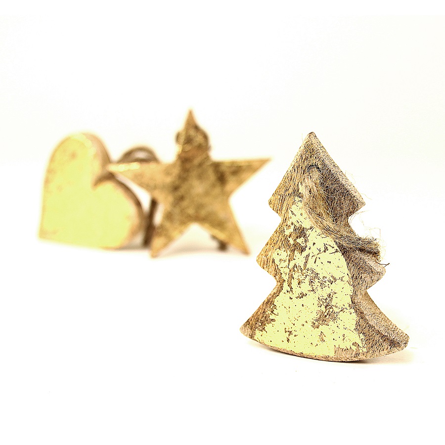 Украшения подвесные Golden Stars/Trees/Hearts, деревянные, в подарочной коробке, 24 шт Enjoyme ENNY0021 - Вид №2