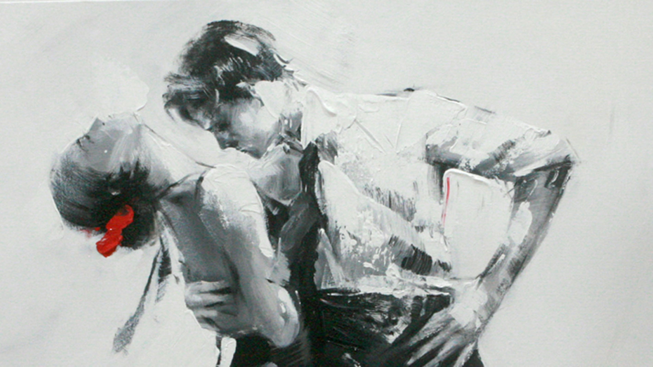 Картина на холсте 100х100 см "Танец" EVENHOME КАРТИНЫ МАСЛОМ 129761 Серый;черный  - Вид №3