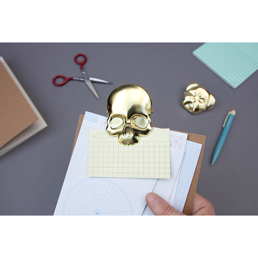 SK CLIPSKULL1 Зажим для пакетов skull, латунь Suck UK  - Вид №6