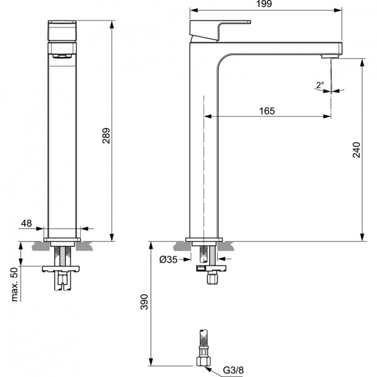 A7114AA Смеситель для раковины Ideal Standard EDGE - Вид №3