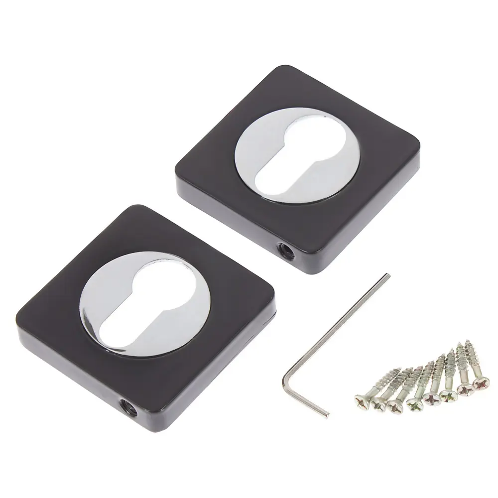 Накладка квадратная на цилиндр RENZ ЦАМ цвет чёрный/хром 2 шт STLM-2117489 - Вид №2