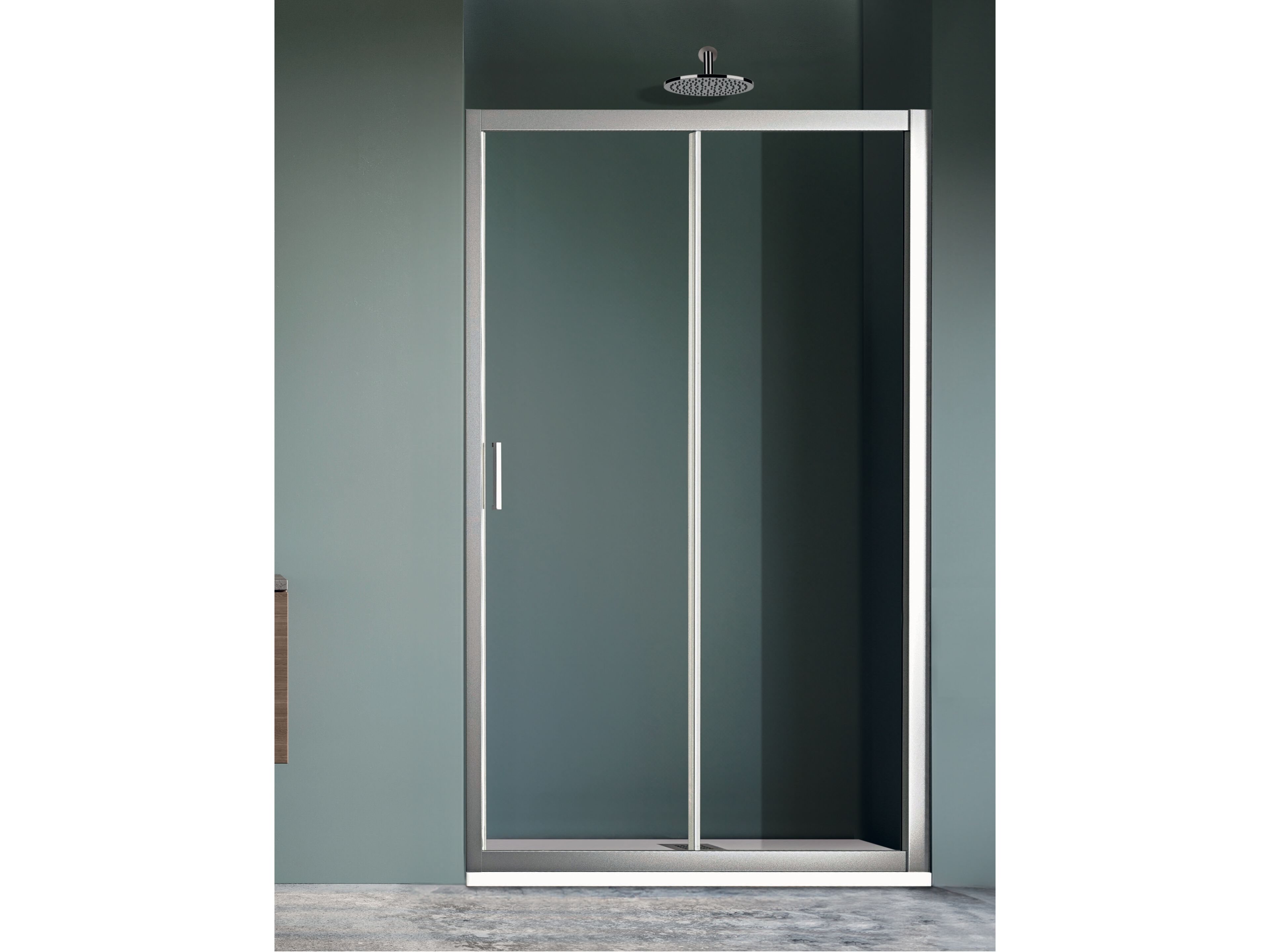 Хрустальная ниша душевая кабина с раздвижной дверью Metidea платина ARCH-00029282 - Вид №1