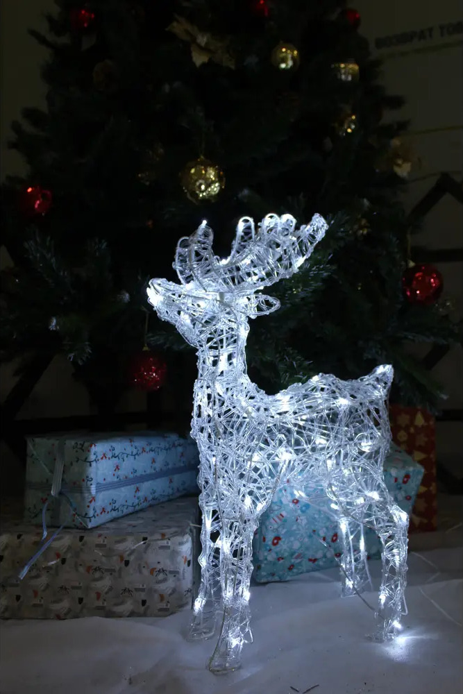 17861659 Электрогирлянда-фигура «Олень» 80 LED ламп, 60 см, белый свет, для улицы STLM-0949872