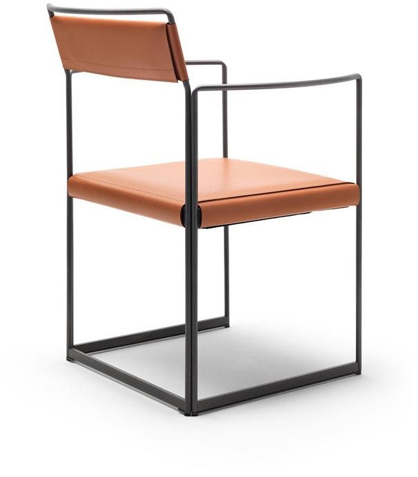EPÒNIMO Стул из окрашенной стали и кожи с подлокотниками New outline Ol002  - Вид №1