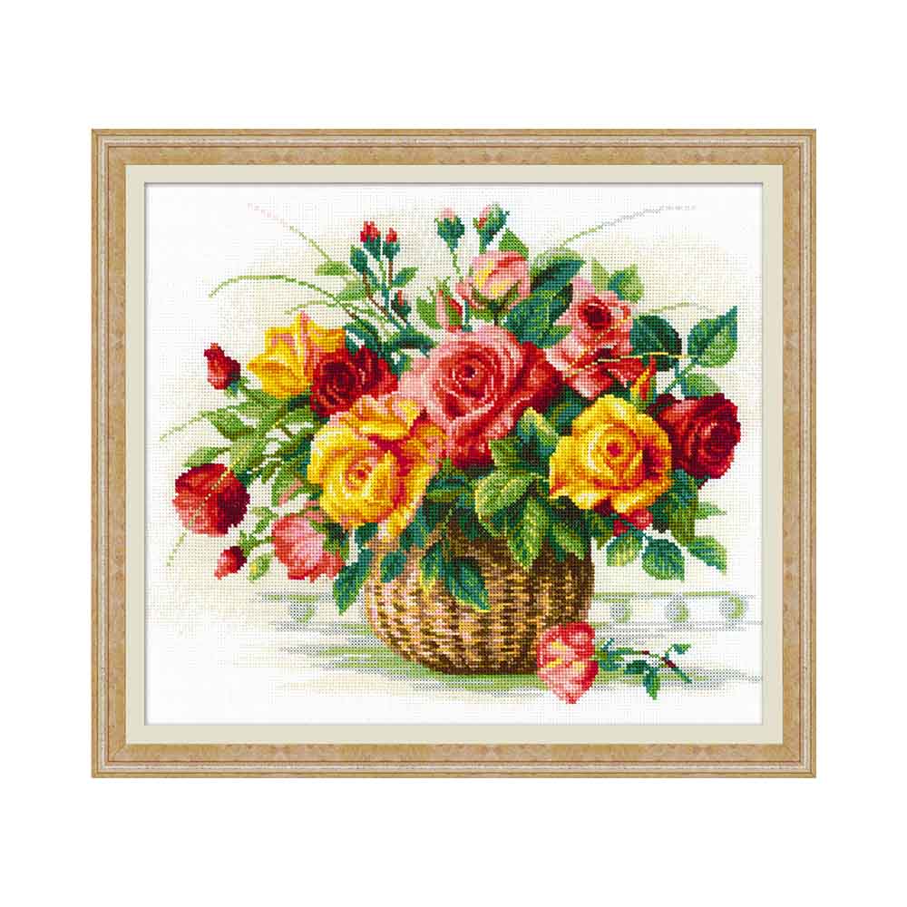 1722 Набор для вышивания Корзина с розами 30 х 35 см RIOLIS Сотвори Сама 