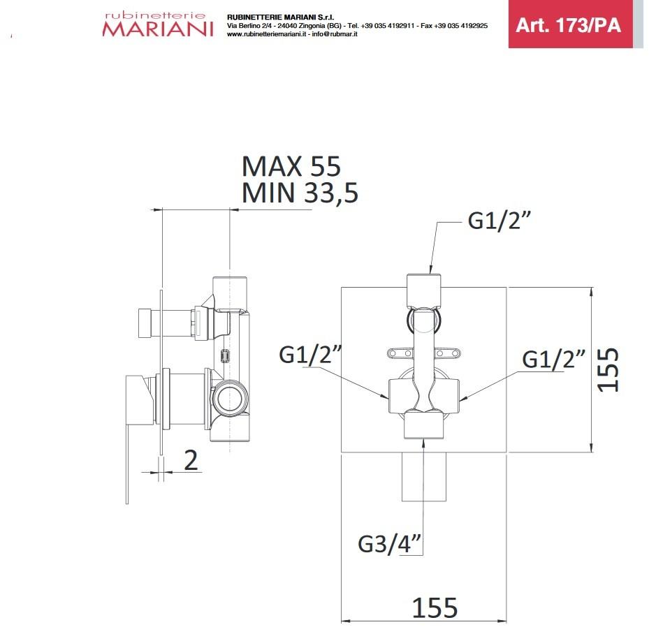 Rubinetterie Mariani Смеситель для душа с переключателем Polar 173-pa - Вид №2
