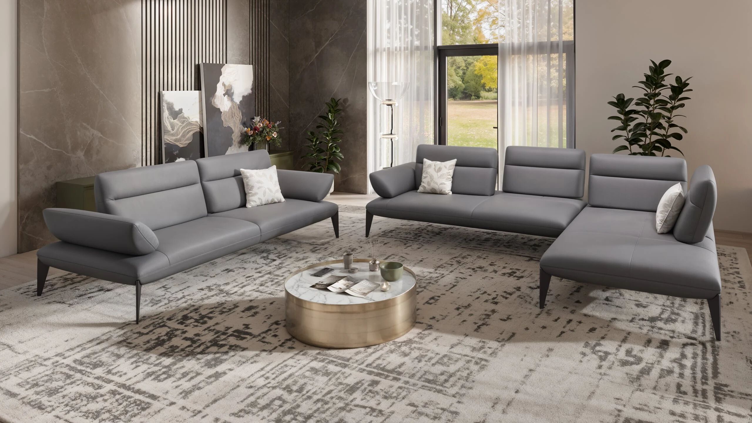 3-местный кожаный линейный диван Sofanella Лацио ARCH-00077786 - Вид №6