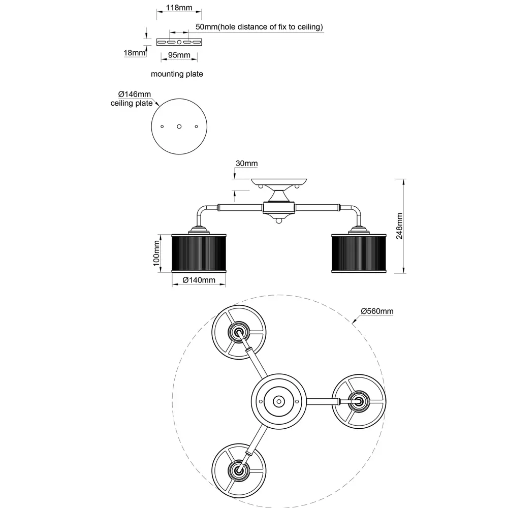 Люстра подвесная Essence 3 лампы 9 м² цвет хром Escada STLM-2192920 - Вид №8