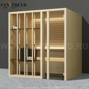 Effegibi YOKU.S80 SA.70100009 Сауна с правой дверью. Мощность: 8 кВт макс. Размеры: длина 202 см, ширина 180 см. Отделка: осина термообработанная