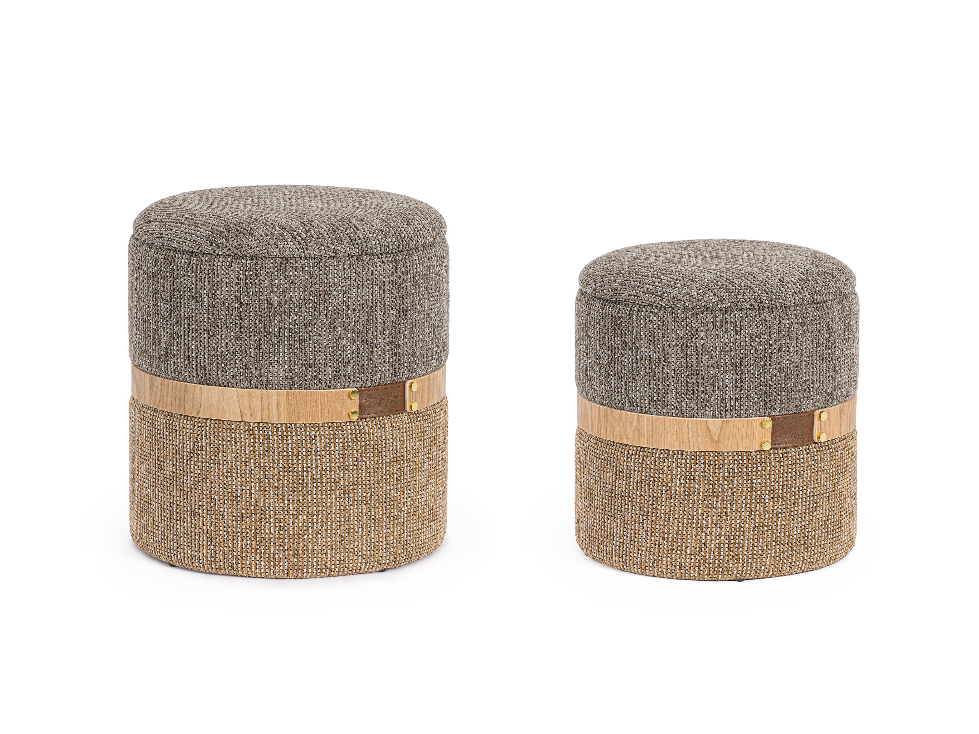 Набор из 2 круглых пуфиков из ткани BIZZOTTO TANYA ARCH-00150115