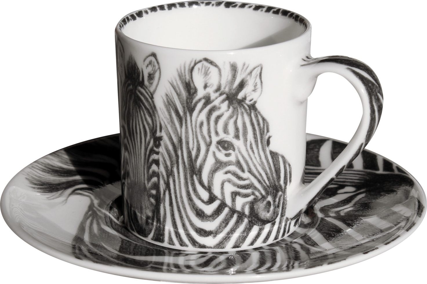 10640815 Taitu Чашка для эспрессо с блюдцем Taitu "Дикий нрав. Зебра" 100мл Фарфор костяной 