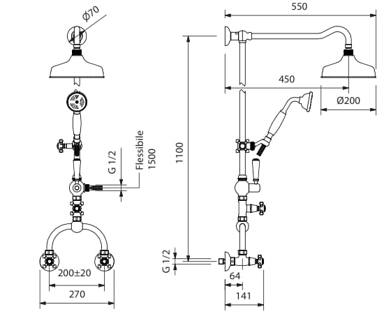 Настенная душевая колонна с переключателем Park Avenue Hopkins ARCH-00030584 - Вид №2