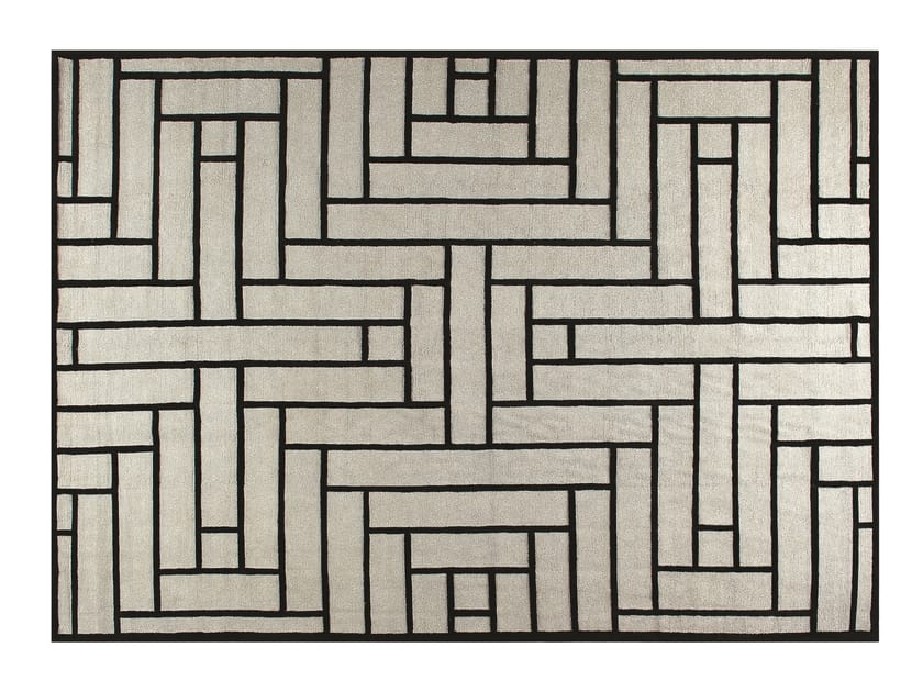 Прямоугольный ковер ручной работы с геометрическим рисунком ROCHE BOBOIS Globe trotter ARCH-00094445