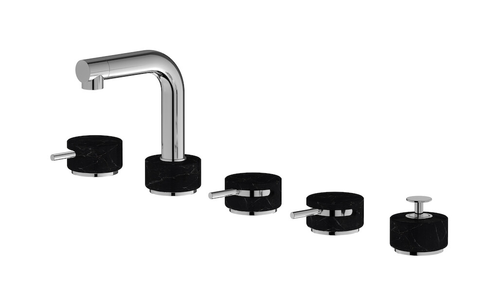 Смеситель на бортик ванной на 5 отверстий с дивертером и душевым гарнитуром. WE ARE IB mm396mb_2 Modern Bronze Marmo