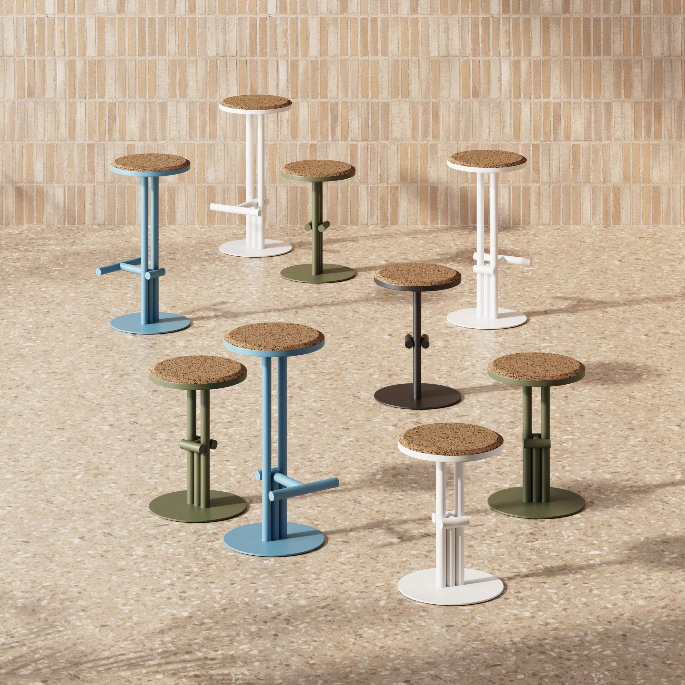 Высокий садовый стул из стали и пробки Joyf точка ARCH-00075648 - Вид №2