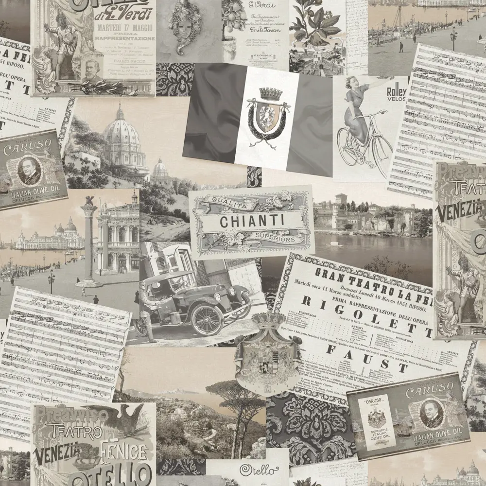 Обои флизелиновые Solo Italia серо-бежевые 1.06 м Е89602 ITALIA VACANZA STLM-2075752