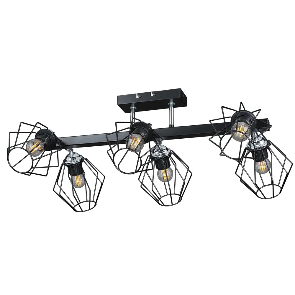 Люстра потолочная Гранж РС21384 6 ламп 18 м² цвет черный РОССВЕТ STLM-2161121 - Вид №2