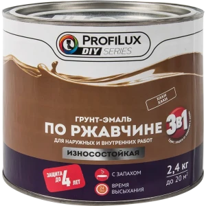 Эмаль по ржавчине 3 в 1 ProfiLux DIY цвет хаки 2.4 кг
