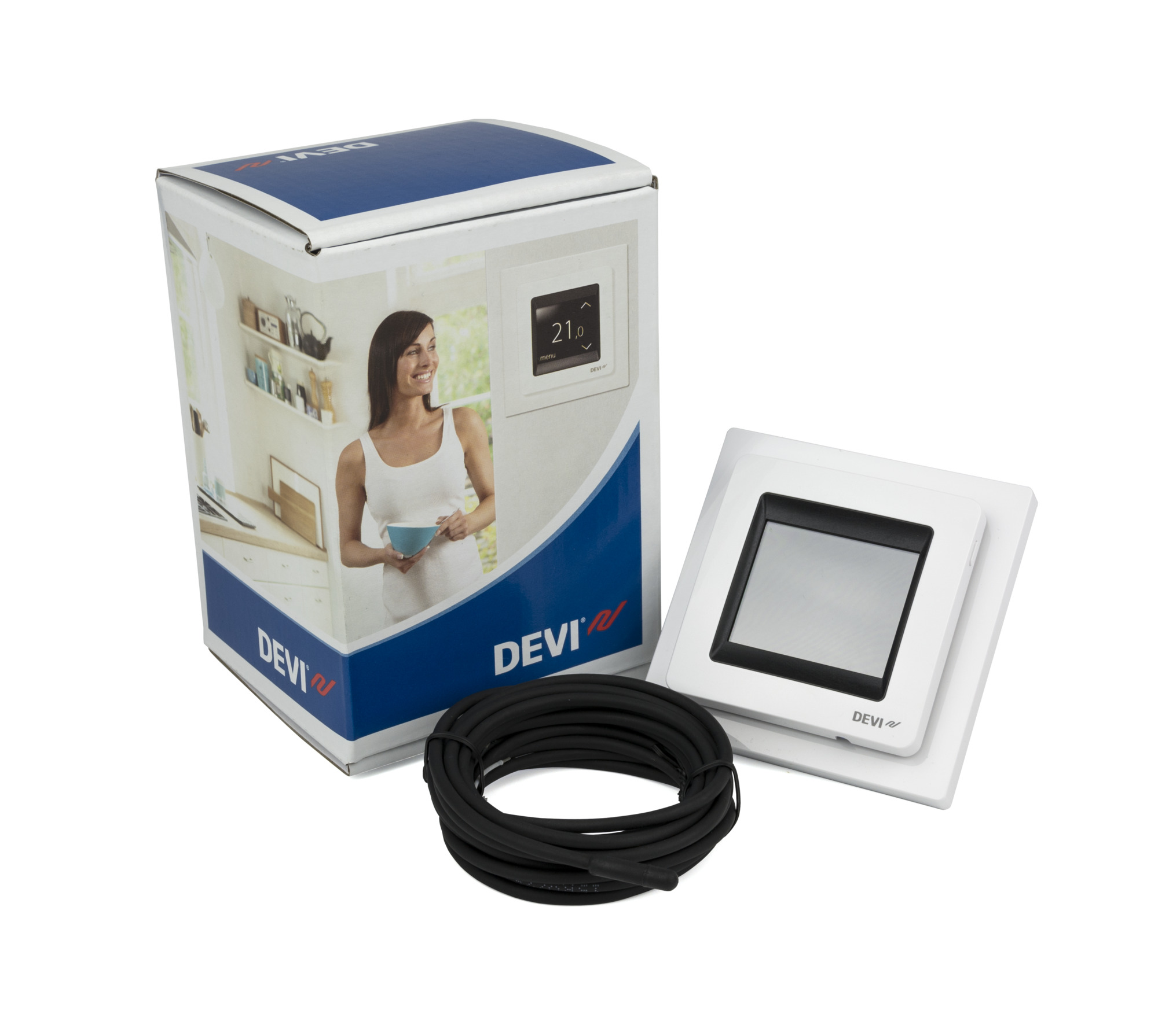 Danfoss DEVIreg™ Touch — программируемый терморегулятор для теплого пола с сенсорным дисплеем DEVIreg Touch терморегулятор черный 140F1069  - Вид №12