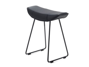 Кожаный низкий мягкий табурет