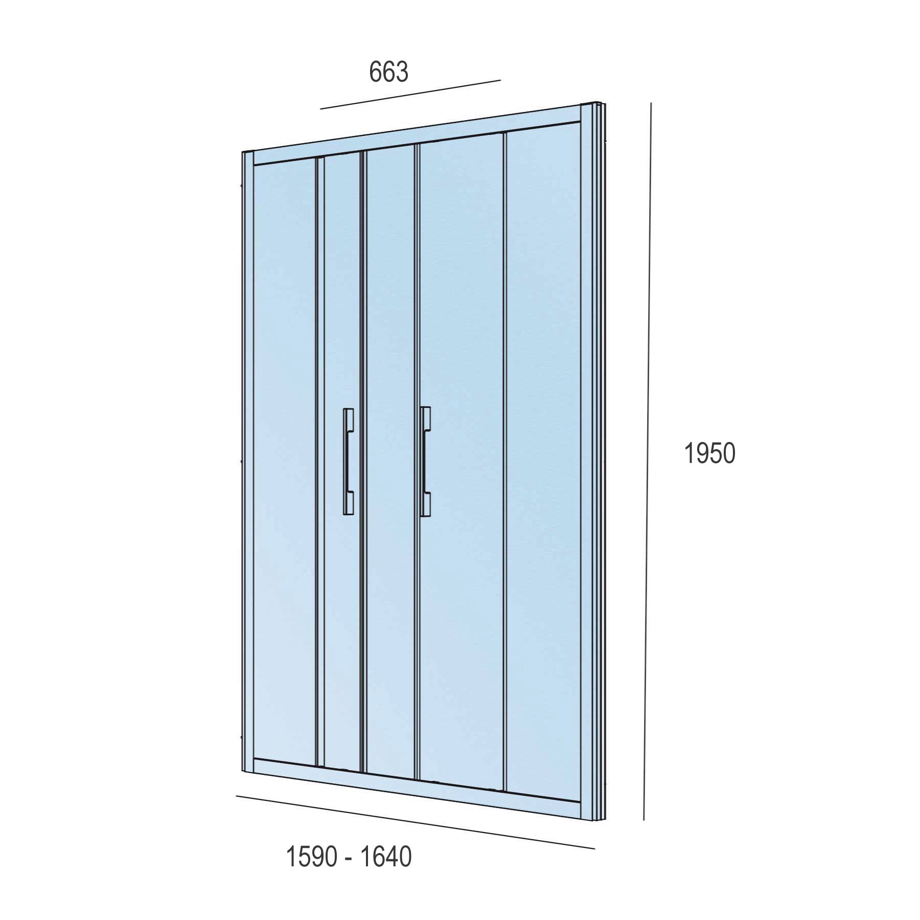 17040 SALGAR Душевая перегородка CLEAR Передний уголок с 2D и 2FS Transparent 1590 - 1640 x 1950 мм - Вид №1