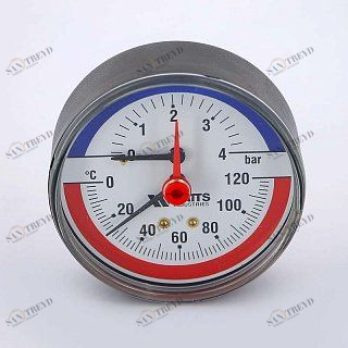 Термоманометр аксиальный F+R818 1/2" 4 бар 120° WATTS 10009464