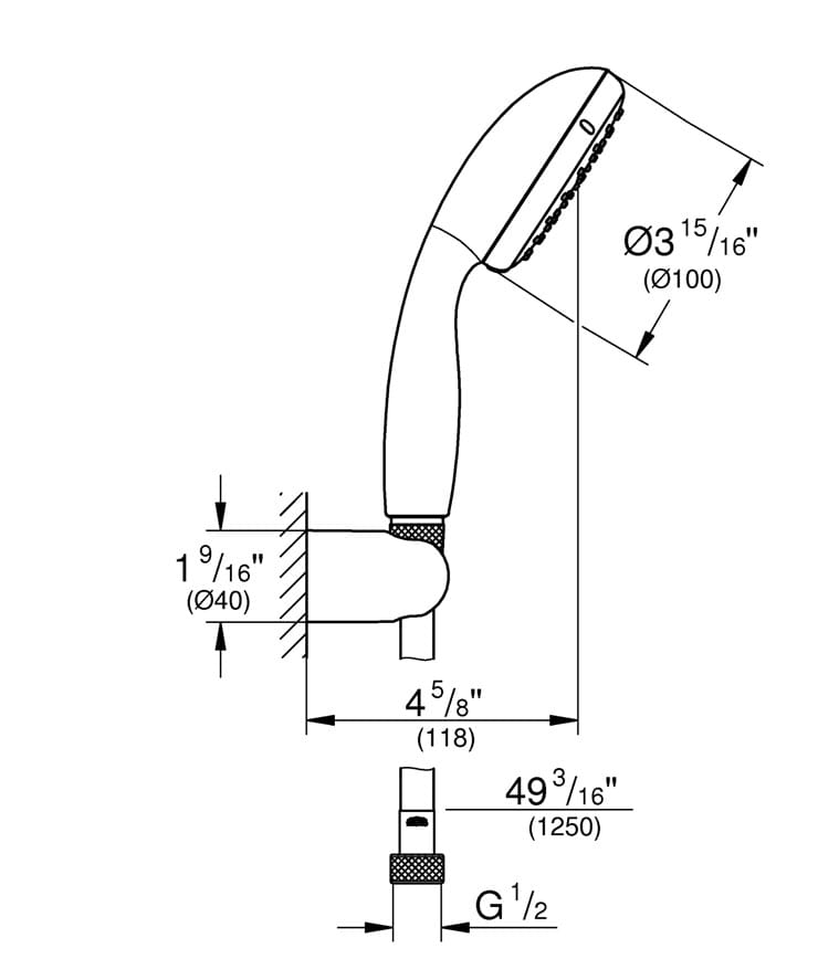 Настенный ручной душ с 2 форсунками с держателем Grohe Storma 100 ARCH-00098434 - Вид №2