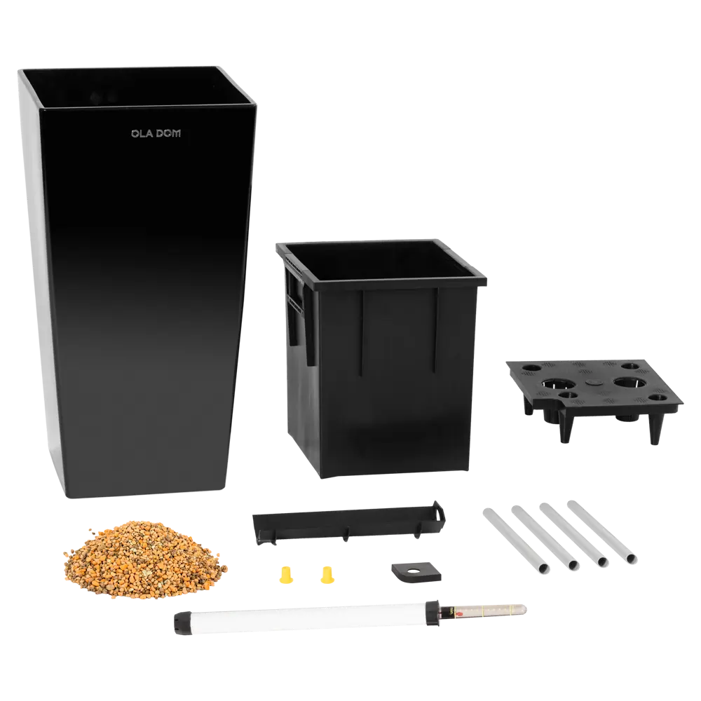 Кашпо Oladom Deluxe Long Ø29.5 h56.5 см v19 л пластик черный с автополивом 89446360 STLM-2153856 Santreyd - Вид №1