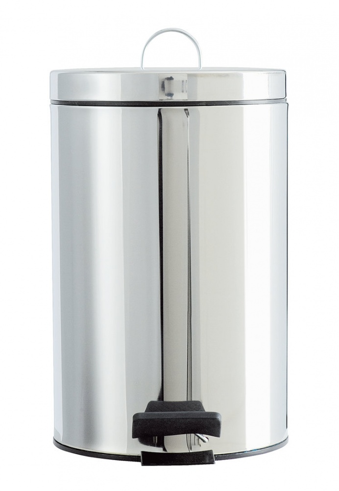 478-12L(55) Stil Haus, круглый контейнер для мусора с педалью - 12 литров, цвет полированная сталь ВЁДРА
