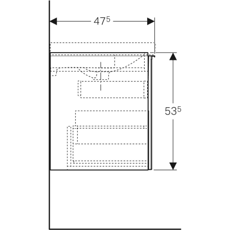 500.609.01.2 Шкафчик для раковины Geberit Acanto, с одним выдвижным ящиком, одним внутренним выдвижным ящиком и сифоном Geberit  - Вид №31