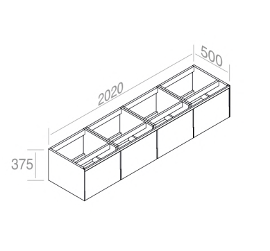 C376M4L50.101 Тумба подвесная с 4 выдвижными ящиками A. e T. Italia MATCH Белый матовый AeT ITALIA - Вид №1