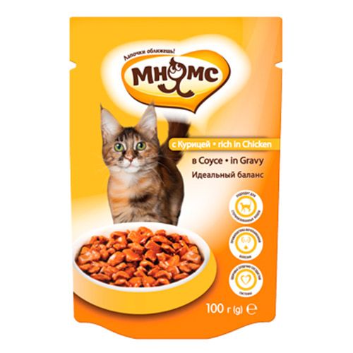 ПР0038789 Корм для кошек Идеальный баланс, курица в соусе конс. пауч 100г МНЯМС 