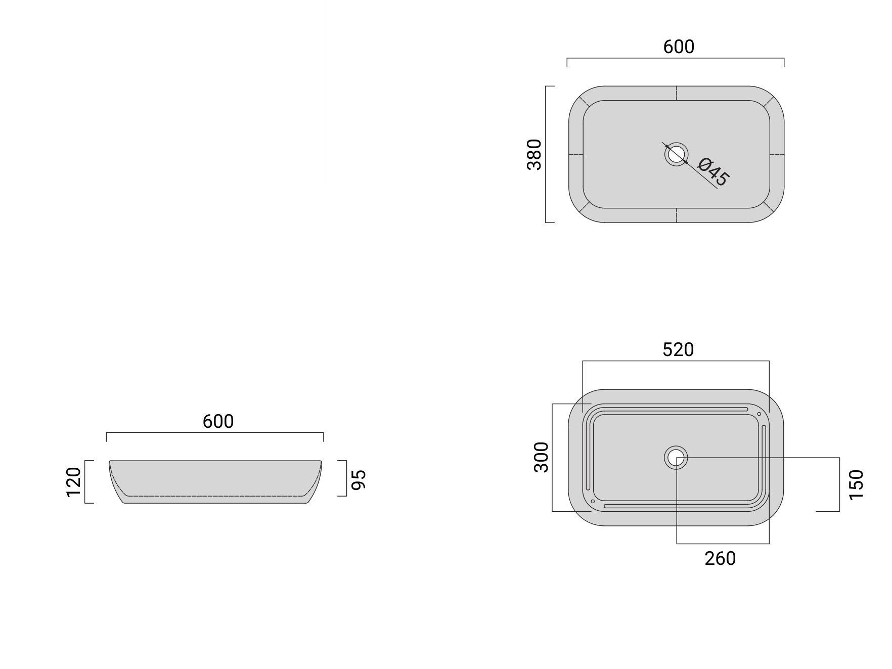 Прямоугольная столешница Domus Falerii размер ARCH-00104218 - Вид №3