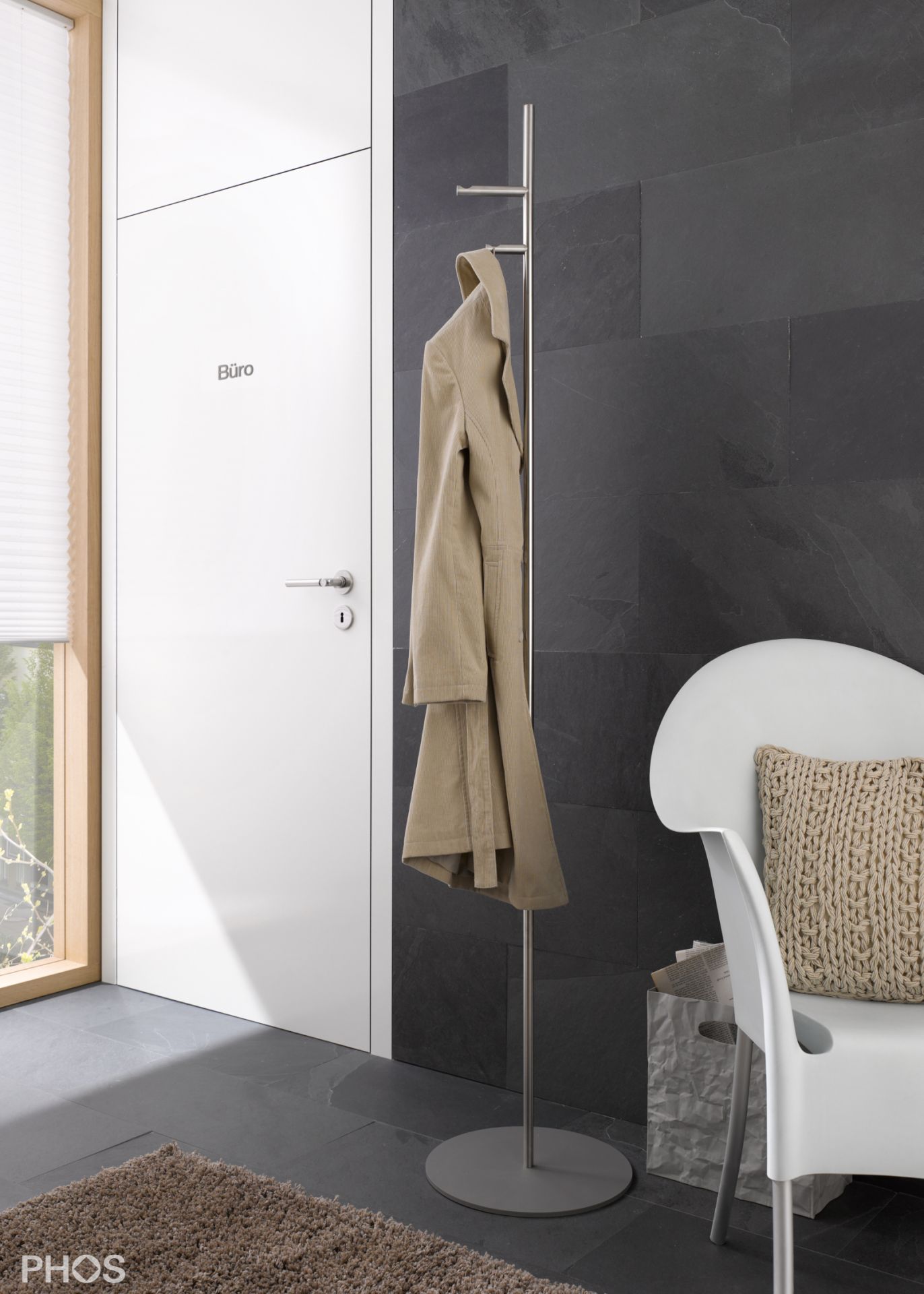 GSTS2V Вешалка для одежды, 2 вогнутых крючка, основание: серое. PHOS  - Вид №2