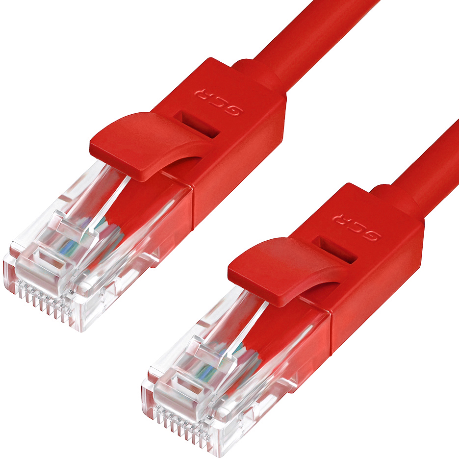 GCR-51022 патч-корд прямой, малодымный lszh 0.15m utp кат.5e, красный, 24 awg, литой, ethernet high speed 1 гбит/с, rj45, t568b, Greenconnect Santreyd 