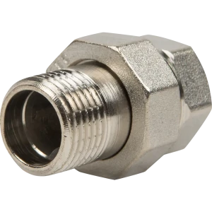 Сгон прямой Valtec, американка, внутренняя-наружная резьба, 1/2", никелированная латунь 10508879 STLM-2133500