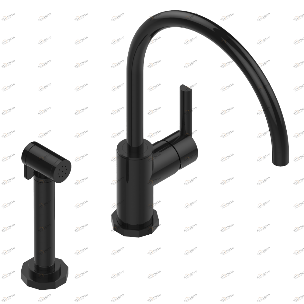 G8B-6181N/D Смеситель для кухонной мойки с ручным душем однорычажный Thg-paris Les Ondes с рукоятками Покрытие PVD бронза G8B 6181N/D CAT.F