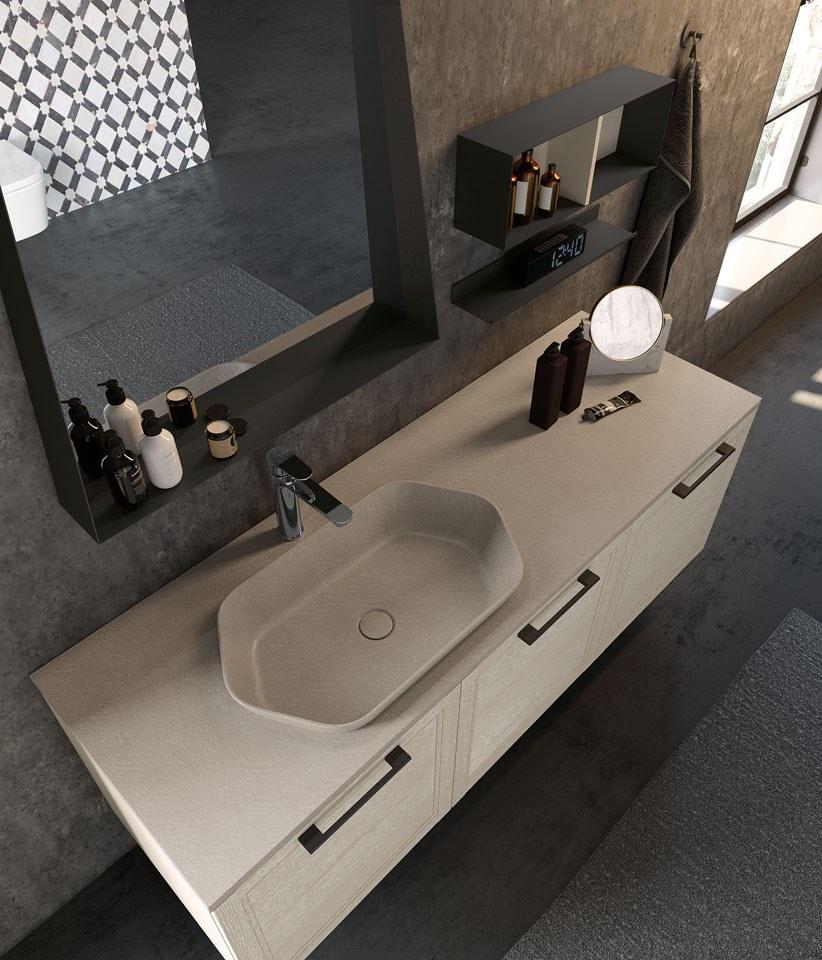 Archeda Подвесная тумба под умывальник из дерева с зеркалом Seta sun-id-1385620 - Вид №3