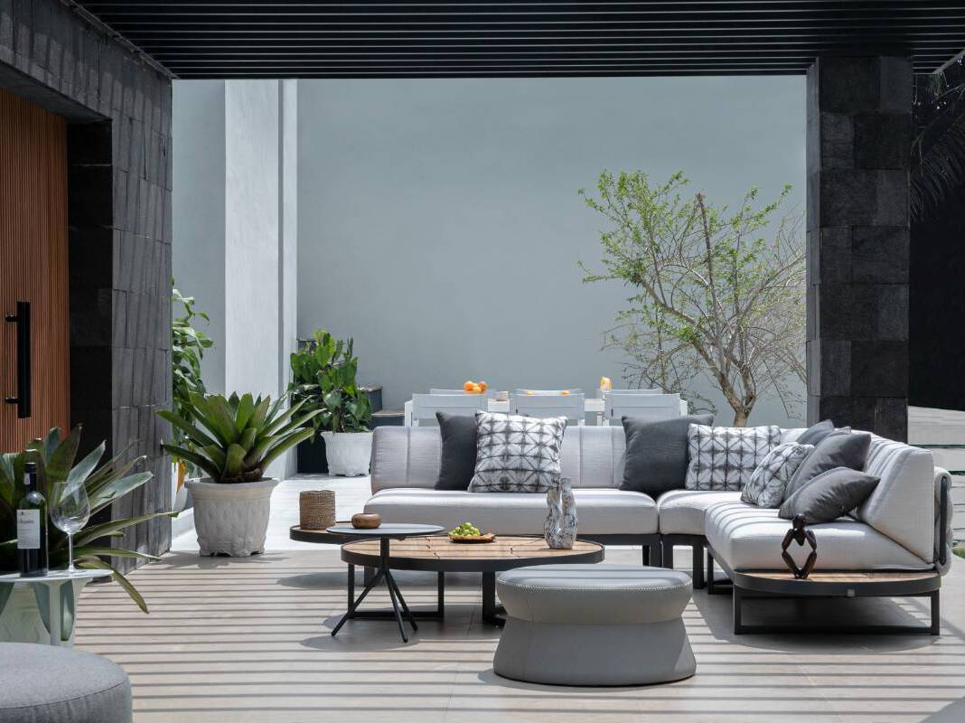 Угловой садовый диван из ткани MAMAGREEN Munia ARCH-00132661 - Вид №4