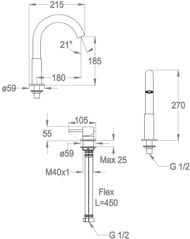 Fir Italia Однорычажный комплект для ванны на 2 отверстия Cleo 84 8431204 - Вид №1