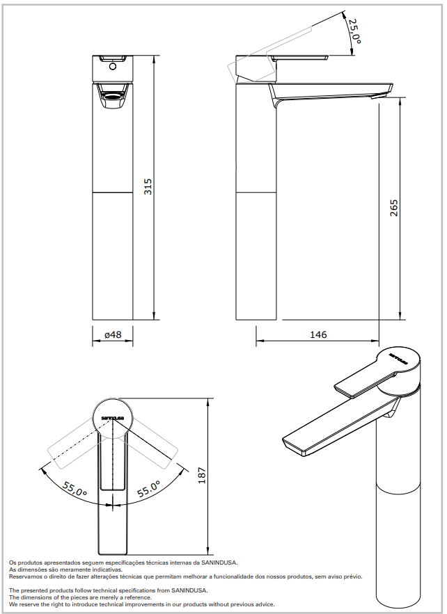 Смеситель для раковины Sanindusa Master 40 525430111 - Вид №1